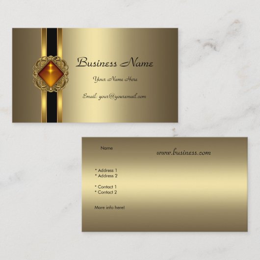 Elegant Brons Goud Zwart Amber juweel Visitekaartje (Voorkant / Achterkant)