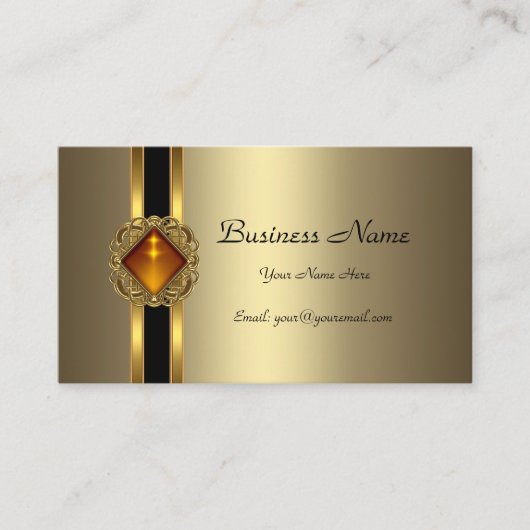 Elegant Brons Goud Zwart Amber juweel Visitekaartje (Voorkant)