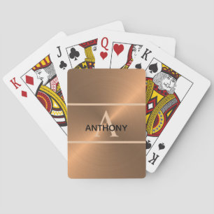 Elegant Brons Metallic Goud Monogram Mannen Pokerkaarten