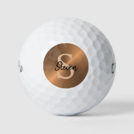 Elegant Brons Metallic Monogram Naam Mannen Golfballen