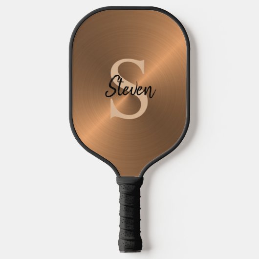 Elegant Brons Metallic Monogram Naam Mannen Pickleball Paddle (Voorkant)