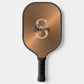 Elegant Brons Metallic Monogram Naam Mannen Pickleball Paddle (Achterkant)