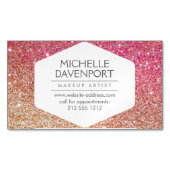 Elegant Brons/Roze Glitter Magnetisch Visitekaartj Visitekaartje Magneet (Voorkant)