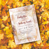 Elegant Bronze and Gold Marble Wedding Invitation Kaart