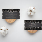  Elegant Bronze Baroque Border op Black Visitekaartje