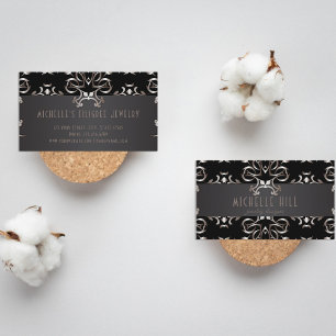  Elegant Bronze Baroque Border op Black Visitekaartje