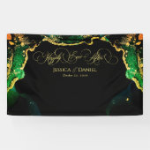Elegant Bronze Black Green Gold Weduwachtergrond Spandoek (Horizontaal)
