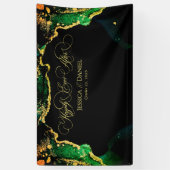 Elegant Bronze Black Green Gold Weduwachtergrond Spandoek (Verticaal)