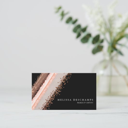 Elegant Bronze Blush Black make up Stroke Visitekaartje (Staand voorkant)