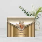 Elegant Bronze Brown Gold Birthday Party Kaart (Staand voorkant)
