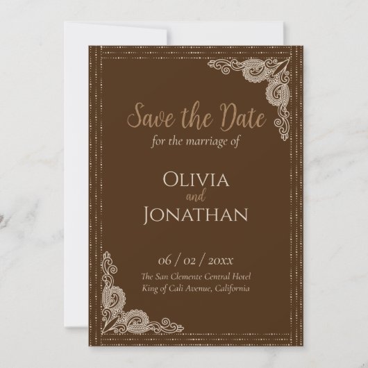 Elegant Bronze  bruiloft Save the Date Kaart (Voorkant)