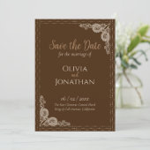 Elegant Bronze  bruiloft Save the Date Kaart (Staand voorkant)