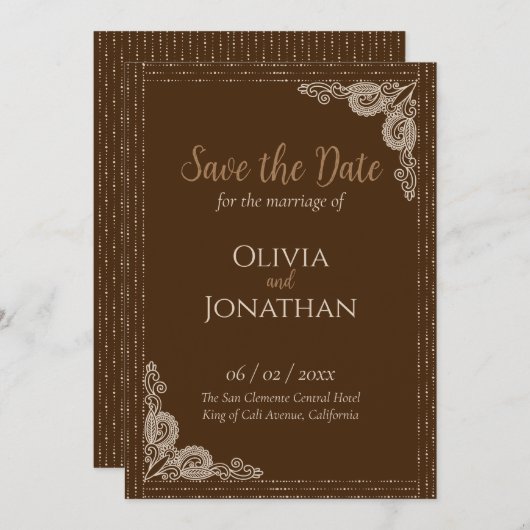 Elegant Bronze bruiloft Save the Date Kaart (Voorkant / Achterkant)