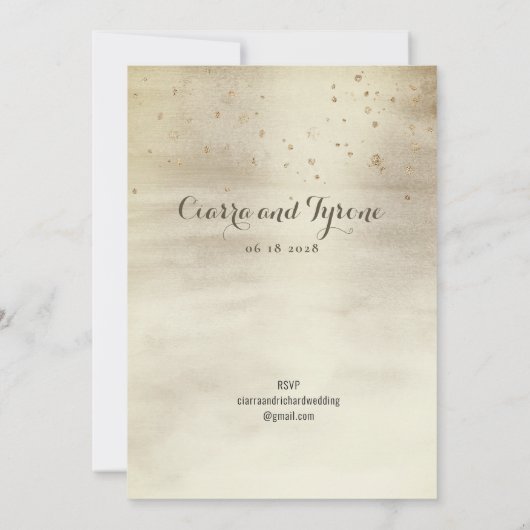 Elegant Bronze & Champagne Gold Five Leaf Wedding Kaart (Achterkant)