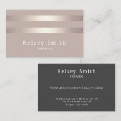 Elegant Bronze en Faux Gold Foil Stripe Visitekaartje (Voorkant / Achterkant)