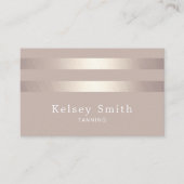 Elegant Bronze en Faux Gold Foil Stripe Visitekaartje (Voorkant)