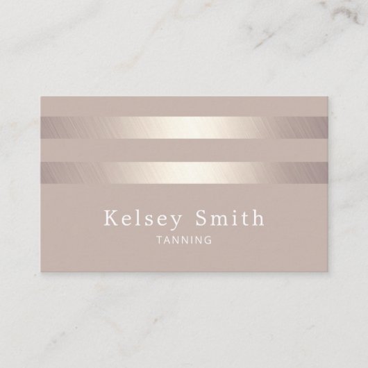 Elegant Bronze en Faux Gold Foil Stripe Visitekaartje (Voorkant)