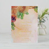 Elegant Bronze Floral Wedding Gold Folie Uitnodiging (Staand Voorkant)
