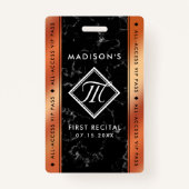 Elegant Bronze Folie Black Marble VIP Event Badge (Achterkant)