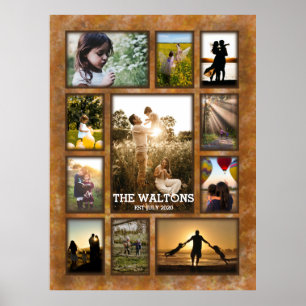 Elegant Bronze Lijst als familiefotocollage Poster