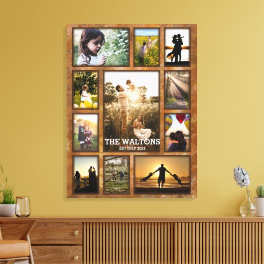 Elegant Bronze like Lijst Family Photo Collage Canvas Afdruk (Insitu (Woonkamer))