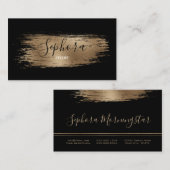 Elegant Bronze Metallic Folie Paint Stroke Visitekaartje (Voorkant / Achterkant)