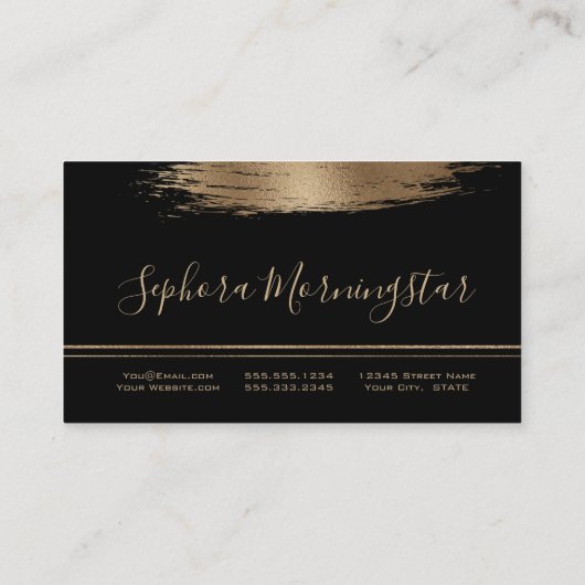 Elegant Bronze Metallic Folie Paint Stroke Visitekaartje (Achterkant)