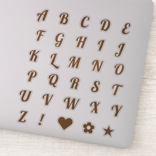 Elegant Bronze Script Capital Letters Alphabet Sticker (Detail)