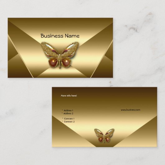 Elegant Bronzen Gouden Vlinder Juweel Visitekaartj Visitekaartje (Voorkant / Achterkant)
