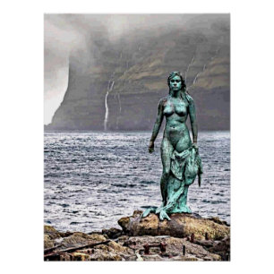 elegant bronzen zeemeerminstandbeeld perfect poster