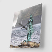 elegant bronzen zeemeerminstandbeeld vierkante klok (Hoek)