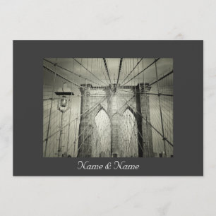Elegant Brooklyn Bridge NYC Wedding Invite Kaart
