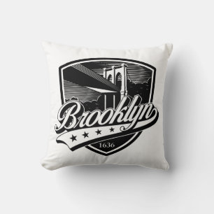 Elegant Brooklyn Schild en Swoosh Design Kussen