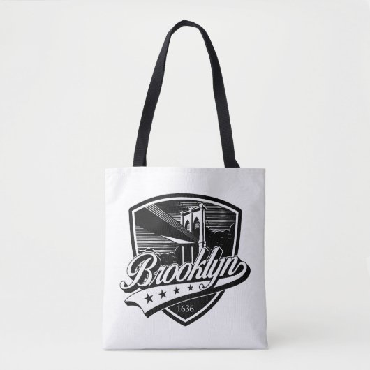 Elegant Brooklyn Schild en Swoosh Design Tote Bag (Voorkant)