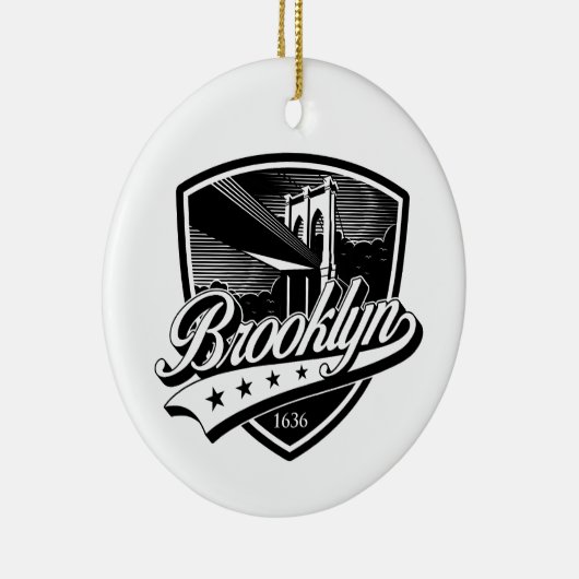 Elegant Brooklyn Shield en Swoosh Design Keramisch Ornament (Rechts)