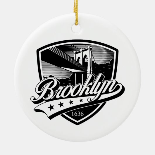 Elegant Brooklyn Shield en Swoosh Design Keramisch Ornament (Achterkant)