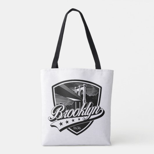 Elegant Brooklyn Shield en Swoosh Design Tote Bag (Achterkant)