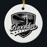 Elegant Brooklyn Shield en Swoosh-ontwerp Keramisch Ornament<br><div class="desc">Elegant Brooklyn Shield en Swoosh-ontwerp,  een van de oudste wijken van New York gemaakt door Edward Eksi</div>
