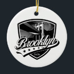 Elegant Brooklyn Shield en Swoosh-ontwerp Keramisch Ornament<br><div class="desc">Elegant Brooklyn Shield en Swoosh-ontwerp,  een van de oudste wijken van New York gemaakt door Edward Eksi</div>
