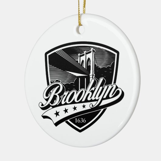 Elegant Brooklyn Shield en Swoosh-ontwerp Keramisch Ornament (Links)