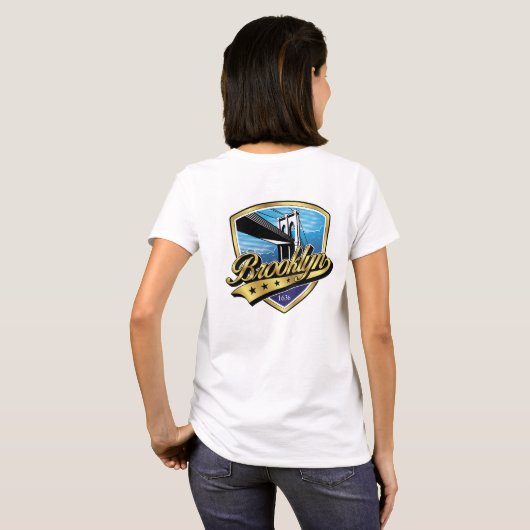 Elegant Brooklyn Swoosh Logo Design T-shirt (Achterkant volledig)