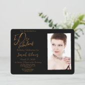 Elegant Brown 50 & Fabulous Verjaardagsfeest Foto Kaart (Staand voorkant)