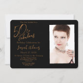 Elegant Brown 50 & Fabulous Verjaardagsfeest Foto Kaart (Voorkant)