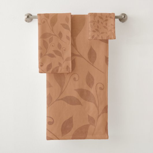 Elegant Brown Abstract herfst leest Patroon Bad Handdoek (Insitu)