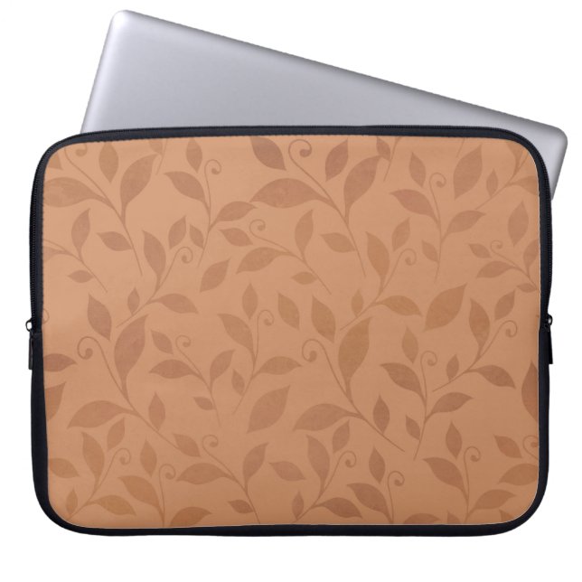 Elegant Brown Abstract herfst leest Patroon Laptop Sleeve (Voorkant)