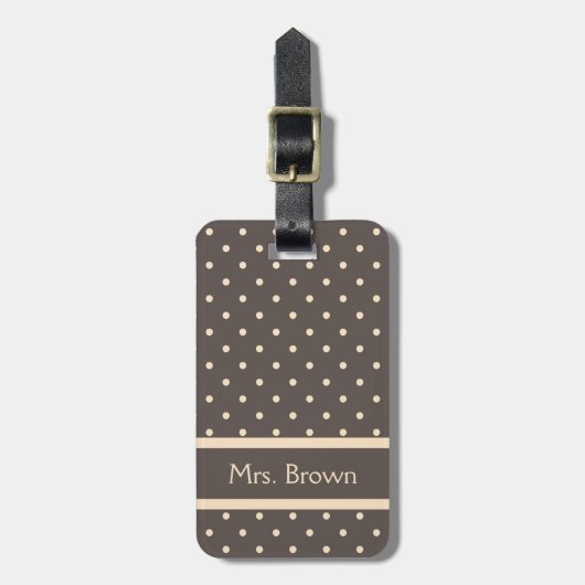 Elegant Brown and Cream Polka Dots Bagagelabel (Voorkant verticaal)