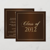 Elegant Brown and Gold Class of 2012 Invitation Kaart (Voorkant / Achterkant)