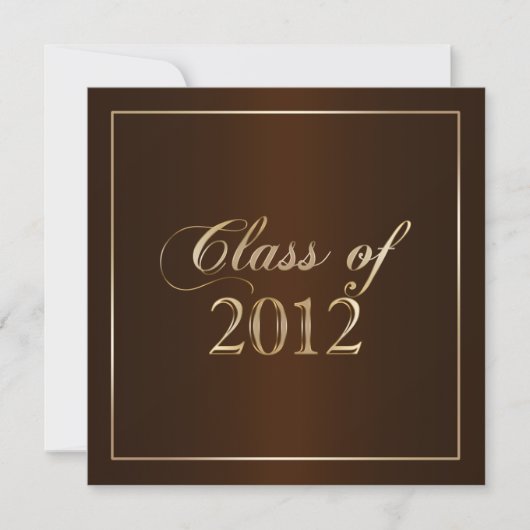 Elegant Brown and Gold Class of 2012 Invitation Kaart (Voorkant)