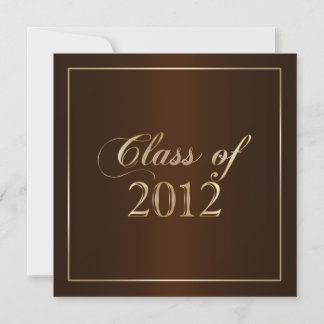 Elegant Brown and Gold Class of 2012 Invitation Kaart
