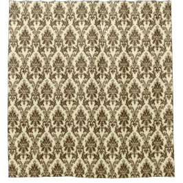 Elegant Brown and Gold Damask Print Shower Curtain Douchegordijn